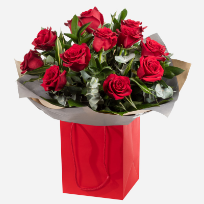 For My Sweetheart - 12 luxury red roses and fabulous foliage are all you need to make a grand romantic gesture to your sweetheart.